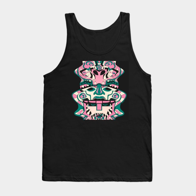 mayan sentinel totem in ecopop pattern in floral design Tank Top by jorge_lebeau